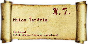 Milos Terézia névjegykártya